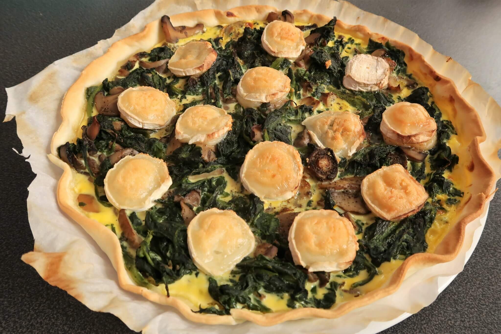 tarte épinard champignon fromage de chèvre recette facile et rapide