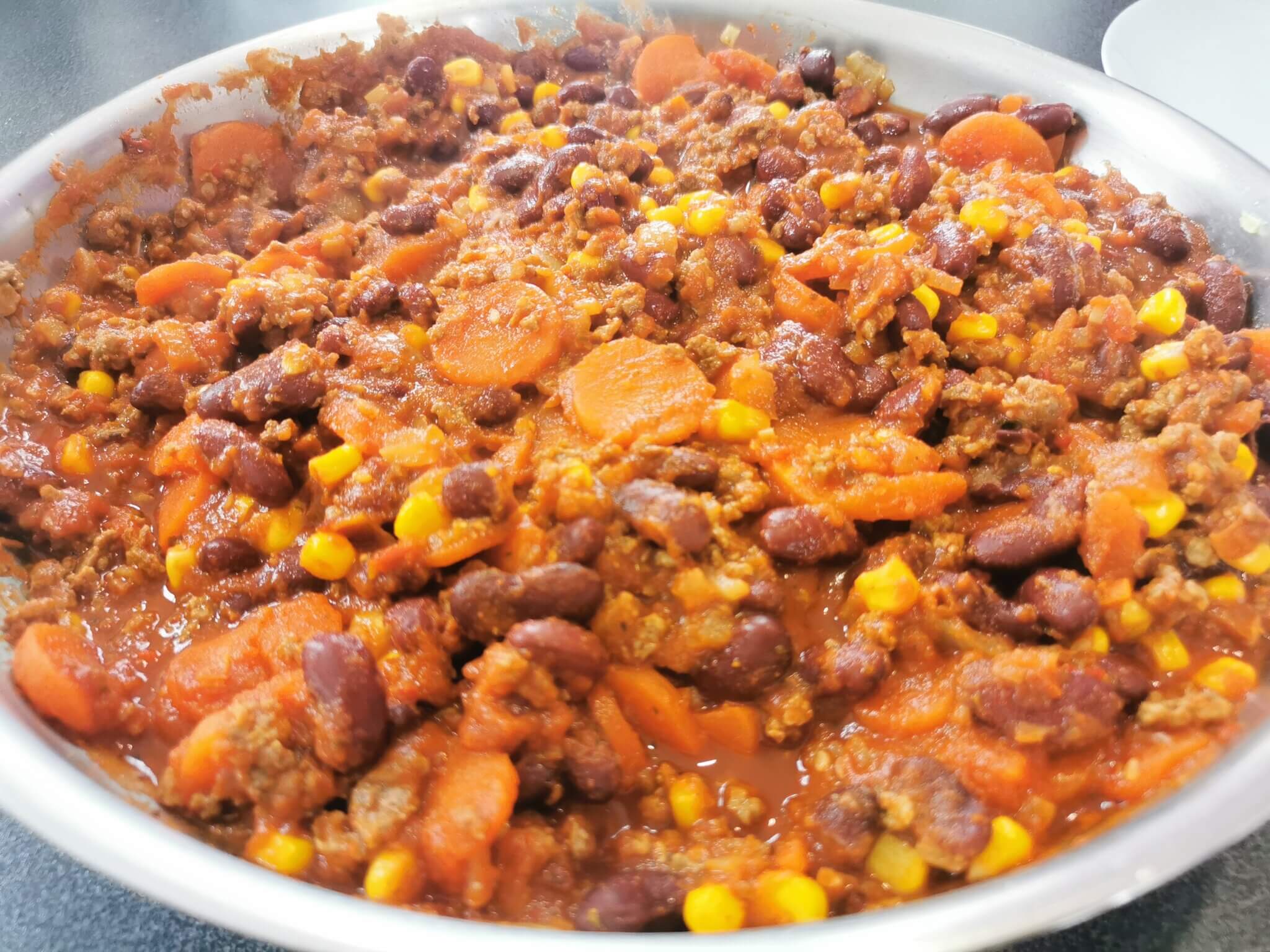 recette chili con cane (mais et carotte)