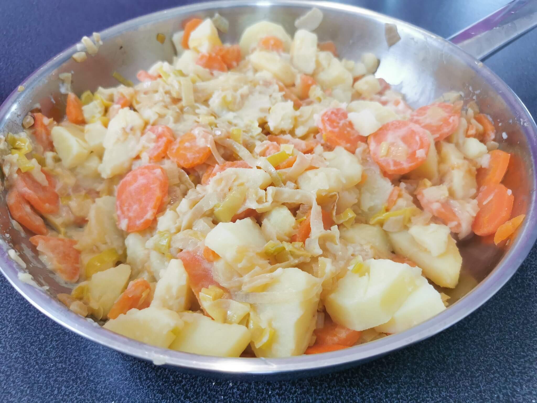 Fondue de poireau, carotte et pomme de terre