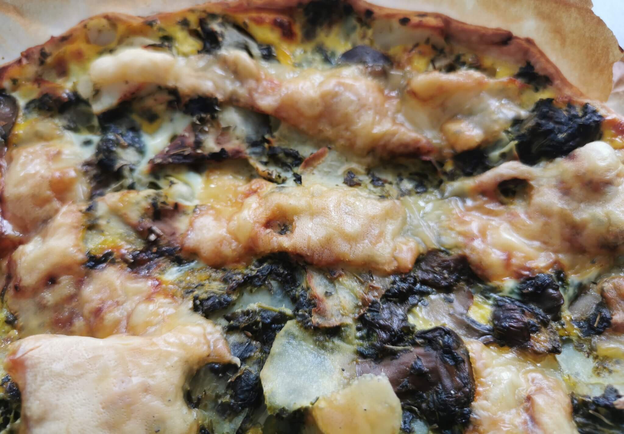 tarte pomme de terre épinard et champignon de paris