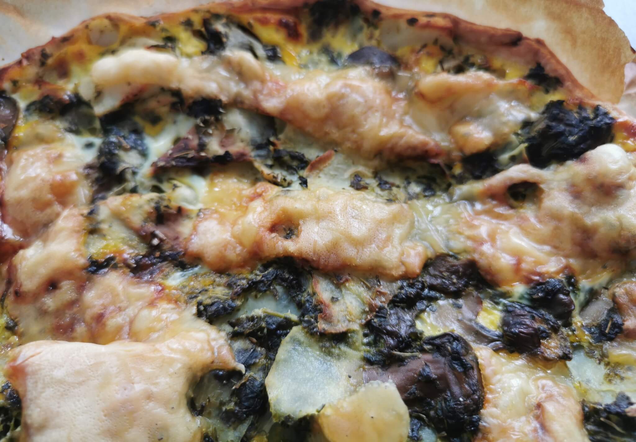tarte pomme de terre épinard et champignon de paris